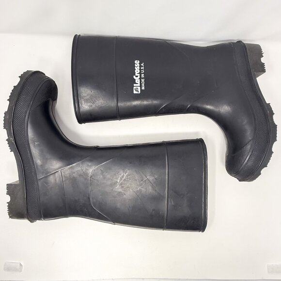 LaCrosse Rubber Boots Men's Size 10 Black Made in USA Waterproof Vintage Workwea - Picture 5 of 9